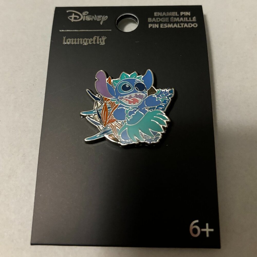 Loungefly Disney Lilo & Stitch Hula Stitch Stained Glass Enamel Pin BoxLunch exc